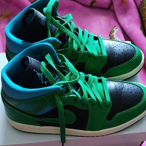 Jordan Green and Black High-Top Sneakers